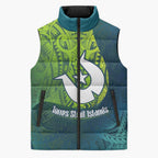 Torres Strait Islands Sleeveless Puffer Jacket Vibrant Polynesian Tribal Pattern Art