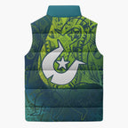 Torres Strait Islands Sleeveless Puffer Jacket Vibrant Polynesian Tribal Pattern Art