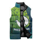Torres Strait Islands Sleeveless Puffer Jacket Vibrant Polynesian Tribal Pattern Art