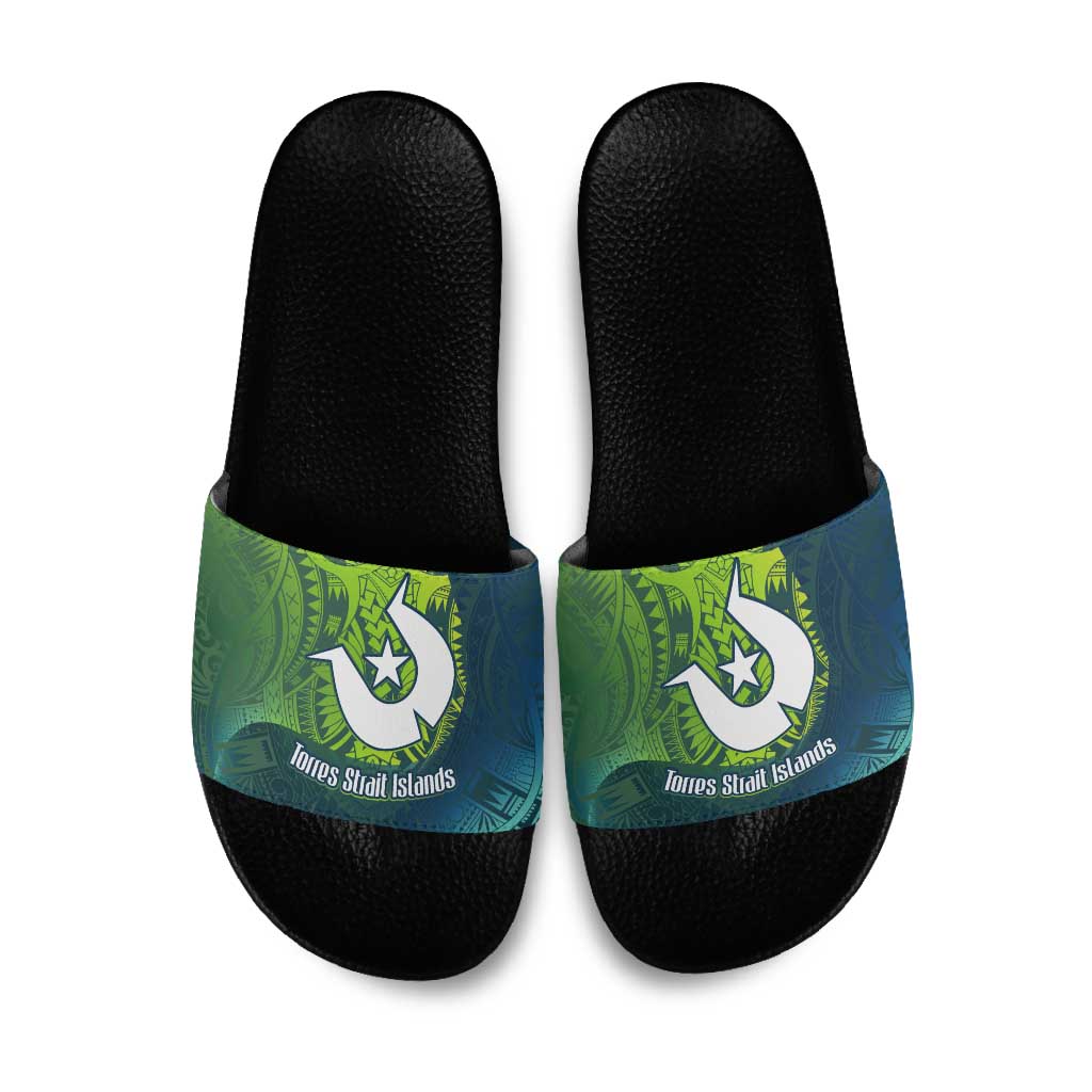 Torres Strait Islands Slide Sandals Vibrant Polynesian Tribal Pattern Art