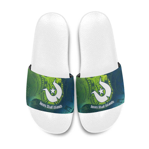 Torres Strait Islands Slide Sandals Vibrant Polynesian Tribal Pattern Art