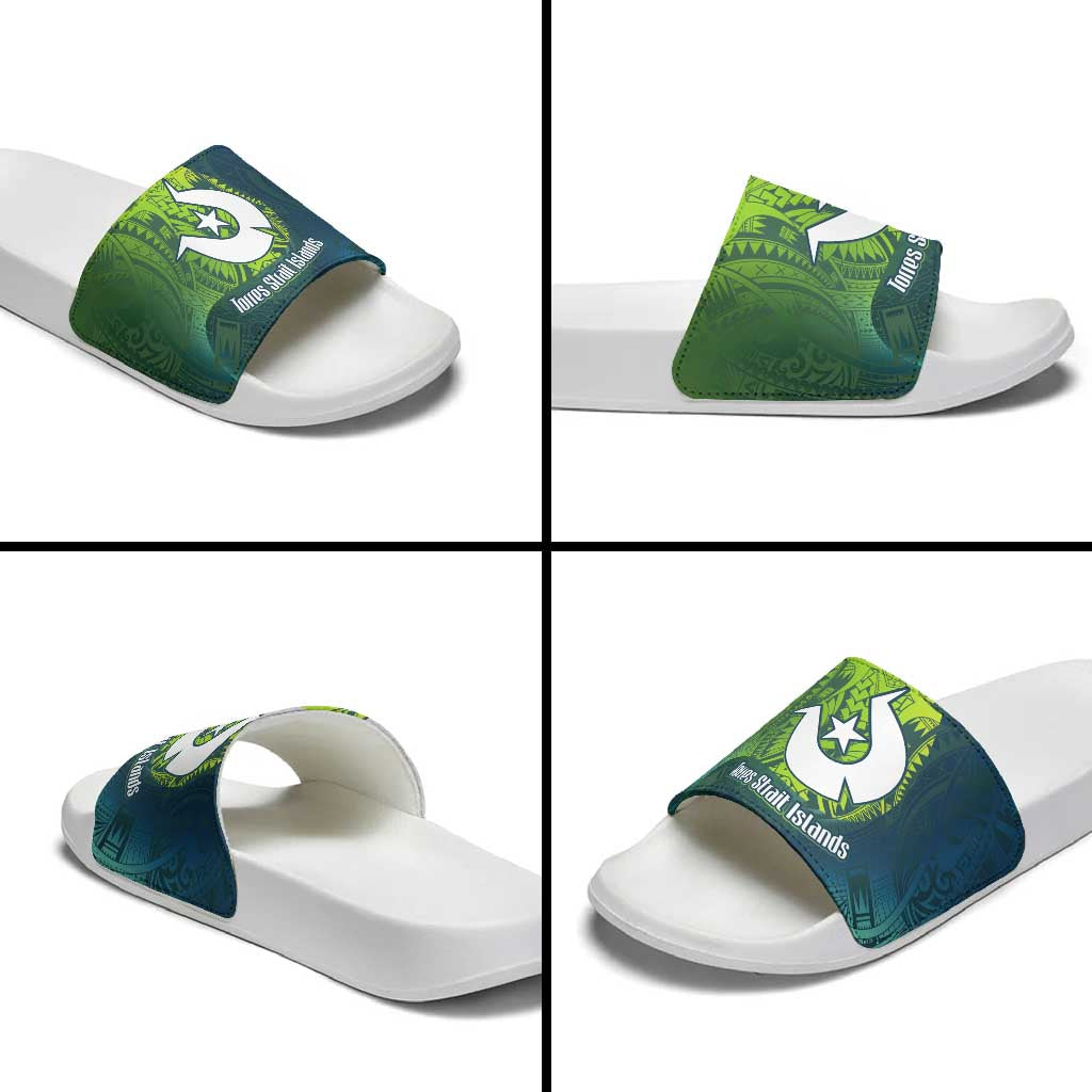 Torres Strait Islands Slide Sandals Vibrant Polynesian Tribal Pattern Art