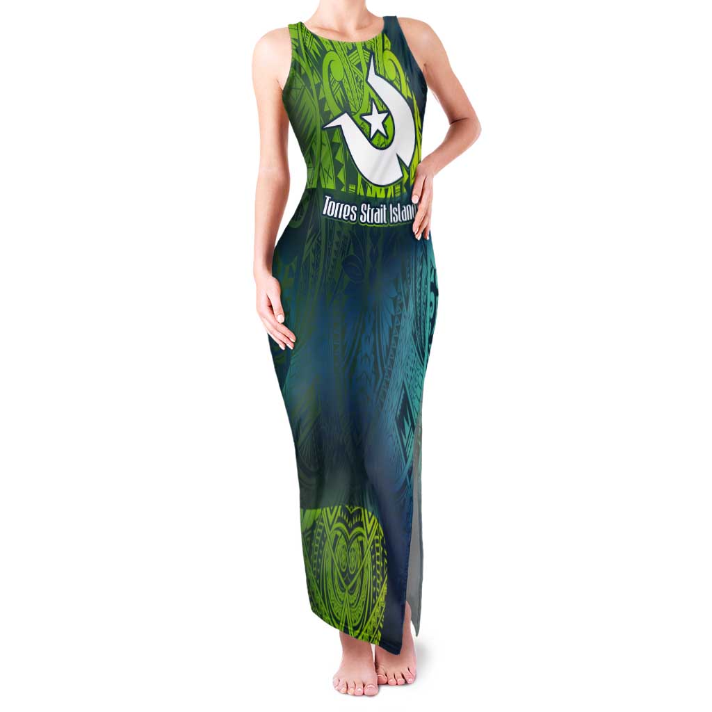 Torres Strait Islands Tank Maxi Dress Vibrant Polynesian Tribal Pattern Art