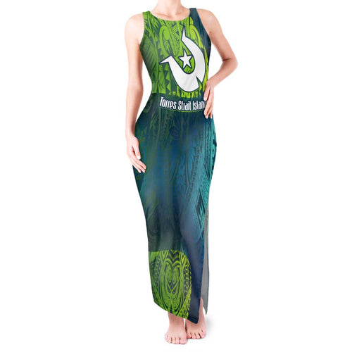 Torres Strait Islands Tank Maxi Dress Vibrant Polynesian Tribal Pattern Art