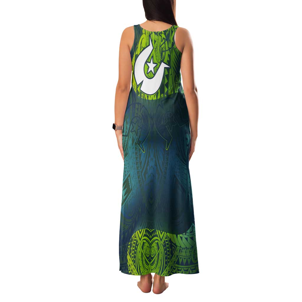 Torres Strait Islands Tank Maxi Dress Vibrant Polynesian Tribal Pattern Art