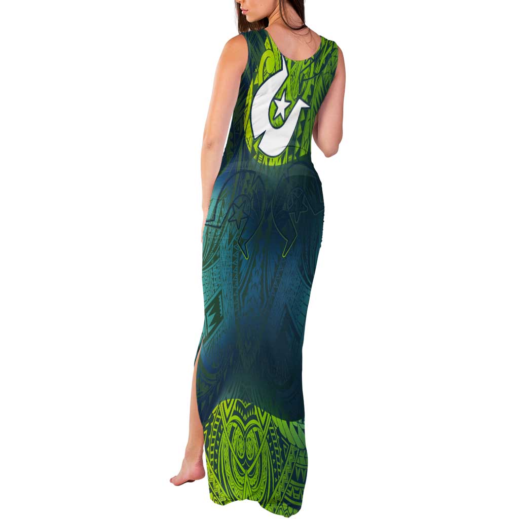 Torres Strait Islands Tank Maxi Dress Vibrant Polynesian Tribal Pattern Art
