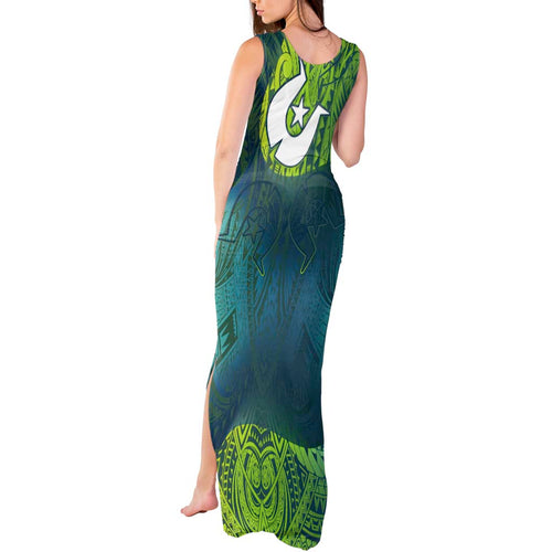Torres Strait Islands Tank Maxi Dress Vibrant Polynesian Tribal Pattern Art