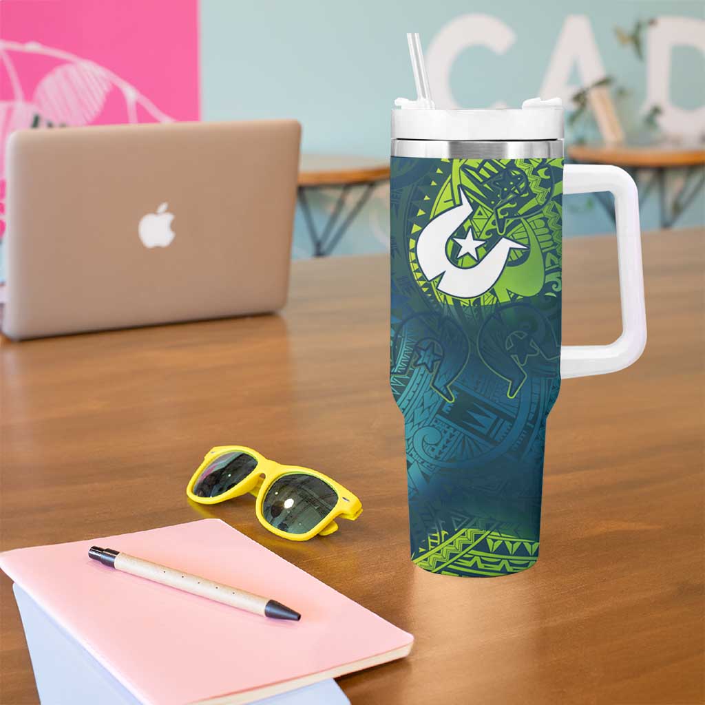 Torres Strait Islands Tumbler With Handle Vibrant Polynesian Tribal Pattern Art