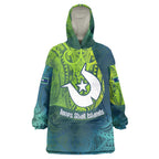 Torres Strait Islands Wearable Blanket Hoodie Vibrant Polynesian Tribal Pattern Art