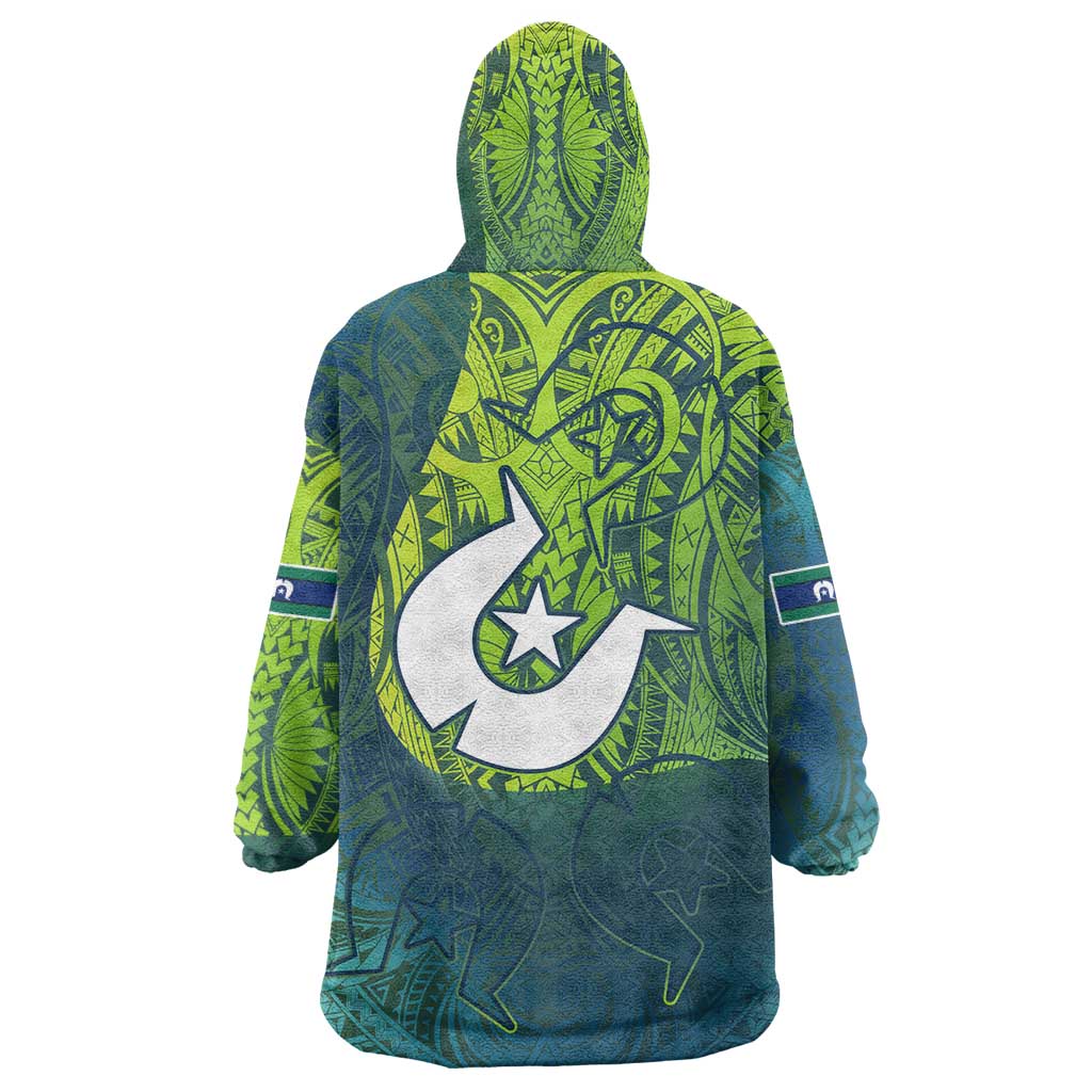 Torres Strait Islands Wearable Blanket Hoodie Vibrant Polynesian Tribal Pattern Art