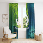 Torres Strait Islands Window Curtain Vibrant Polynesian Tribal Pattern Art