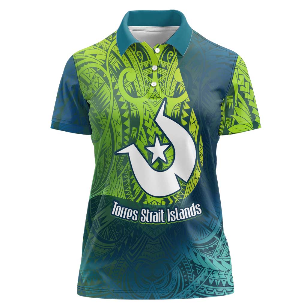 Torres Strait Islands Women Polo Shirt Vibrant Polynesian Tribal Pattern Art
