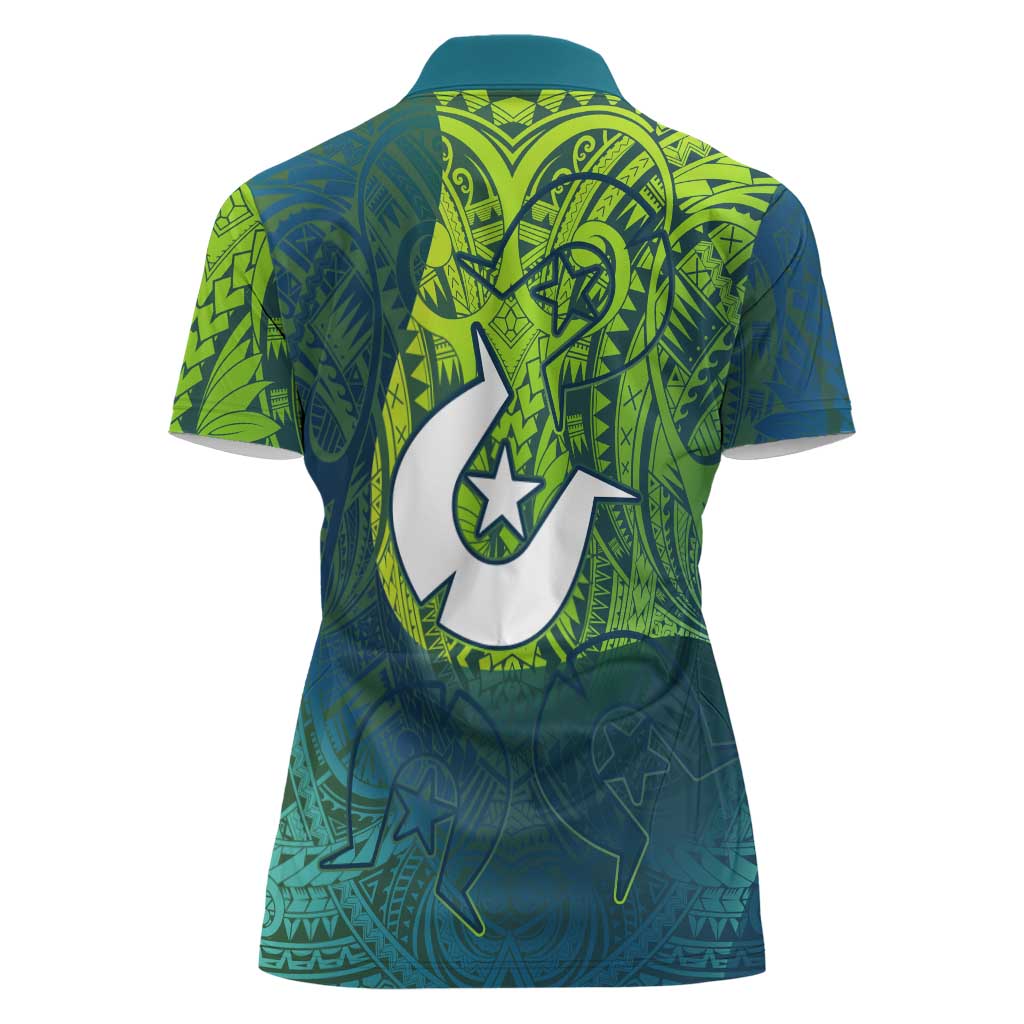 Torres Strait Islands Women Polo Shirt Vibrant Polynesian Tribal Pattern Art