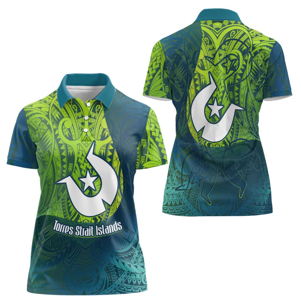 Torres Strait Islands Women Polo Shirt Vibrant Polynesian Tribal Pattern Art