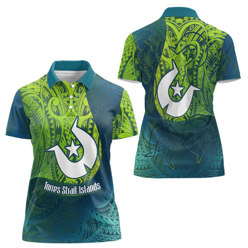 Torres Strait Islands Women Polo Shirt Vibrant Polynesian Tribal Pattern Art