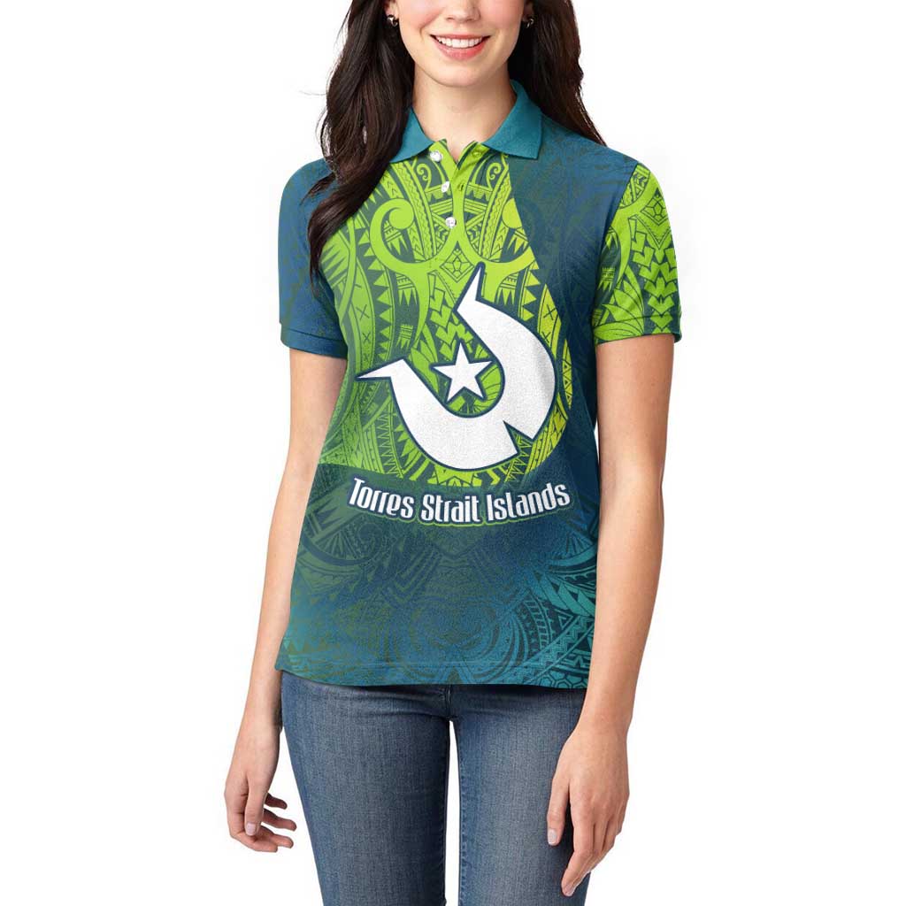 Torres Strait Islands Women Polo Shirt Vibrant Polynesian Tribal Pattern Art