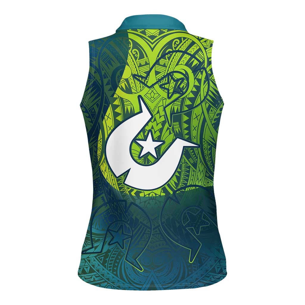 Torres Strait Islands Women Sleeveless Polo Shirt Vibrant Polynesian Tribal Pattern Art