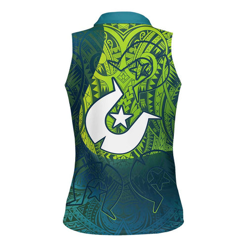 Torres Strait Islands Women Sleeveless Polo Shirt Vibrant Polynesian Tribal Pattern Art