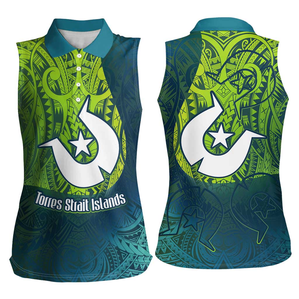 Torres Strait Islands Women Sleeveless Polo Shirt Vibrant Polynesian Tribal Pattern Art