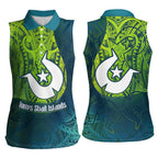 Torres Strait Islands Women Sleeveless Polo Shirt Vibrant Polynesian Tribal Pattern Art