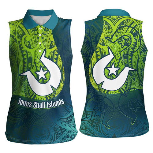 Torres Strait Islands Women Sleeveless Polo Shirt Vibrant Polynesian Tribal Pattern Art