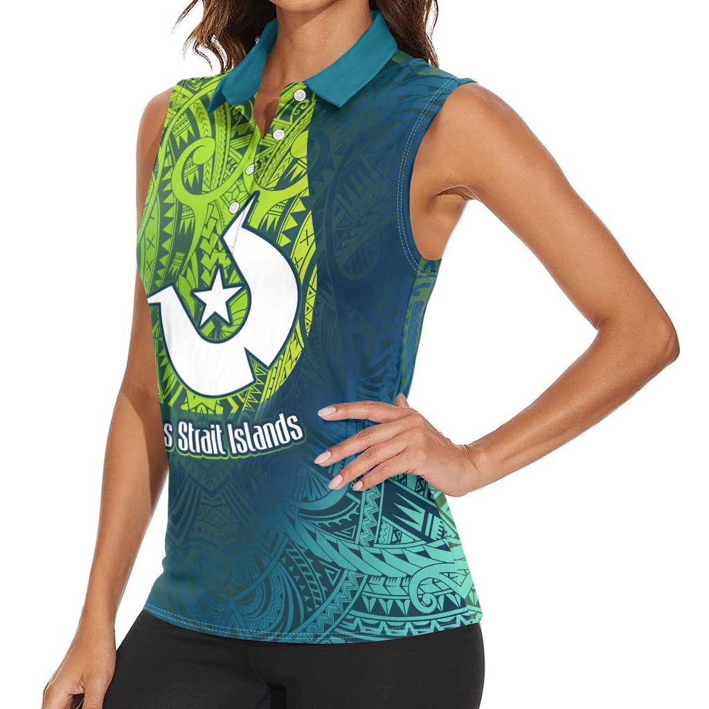 Torres Strait Islands Women Sleeveless Polo Shirt Vibrant Polynesian Tribal Pattern Art