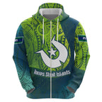 Torres Strait Islands Zip Hoodie Vibrant Polynesian Tribal Pattern Art