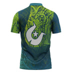 Torres Strait Islands Zipper Polo Shirt Vibrant Polynesian Tribal Pattern Art