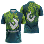 Torres Strait Islands Zipper Polo Shirt Vibrant Polynesian Tribal Pattern Art