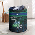 Torres Strait Islands Sea Turtle and Dhari Laundry Basket Oceanic Indigenous Dotwork Tribal Illustration
