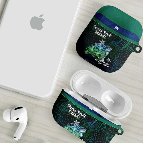 Torres Strait Islands Sea Turtle and Dhari AirPods Case Oceanic Indigenous Dotwork Tribal Illustration