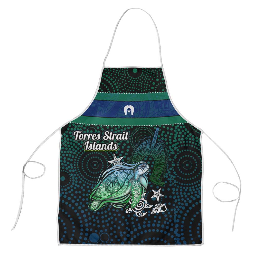 Torres Strait Islands Sea Turtle and Dhari Apron Oceanic Indigenous Dotwork Tribal Illustration