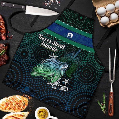 Torres Strait Islands Sea Turtle and Dhari Apron Oceanic Indigenous Dotwork Tribal Illustration