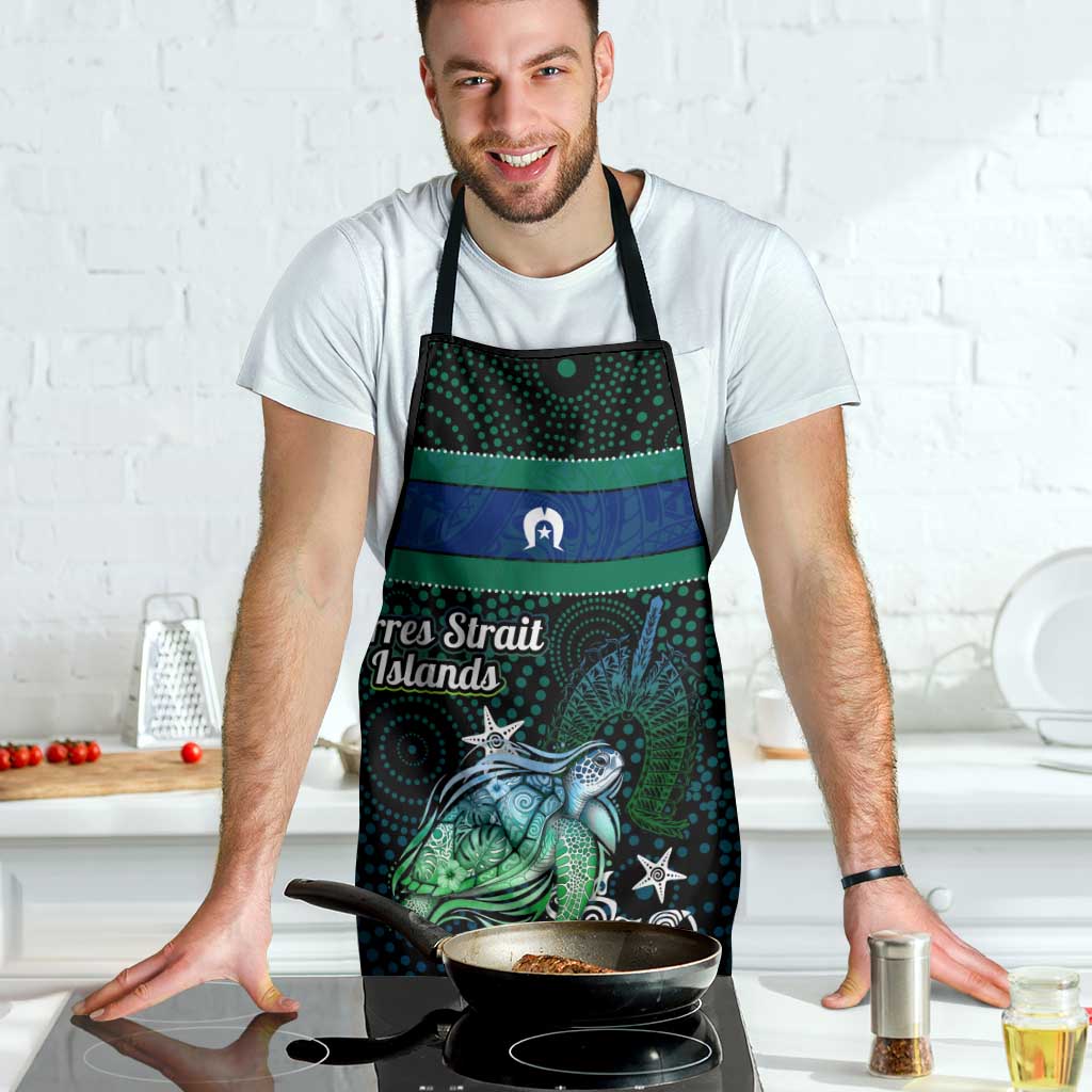 Torres Strait Islands Sea Turtle and Dhari Apron Oceanic Indigenous Dotwork Tribal Illustration