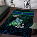 Torres Strait Islands Sea Turtle and Dhari Area Rug Oceanic Indigenous Dotwork Tribal Illustration