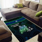 Torres Strait Islands Sea Turtle and Dhari Area Rug Oceanic Indigenous Dotwork Tribal Illustration