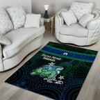 Torres Strait Islands Sea Turtle and Dhari Area Rug Oceanic Indigenous Dotwork Tribal Illustration