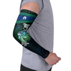Torres Strait Islands Sea Turtle and Dhari Arm Sleeves Oceanic Indigenous Dotwork Tribal Illustration