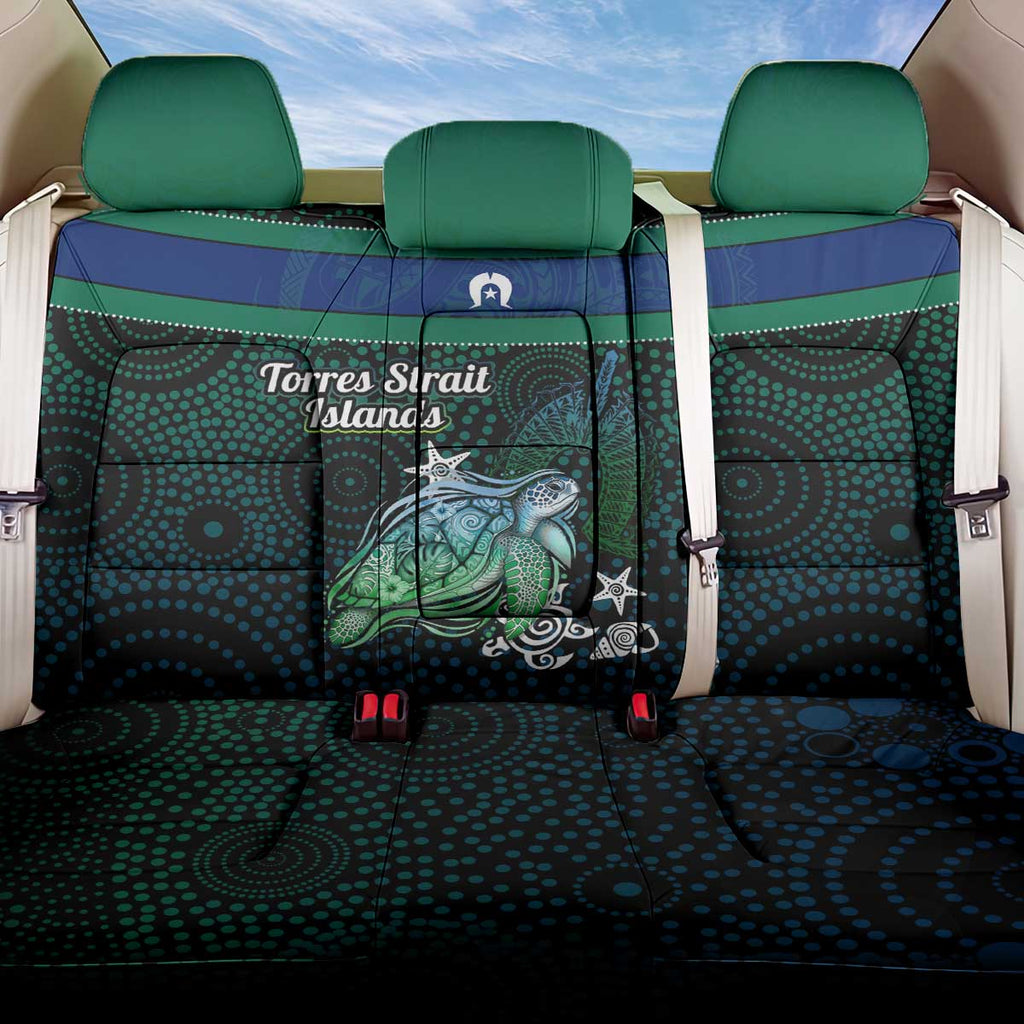 Torres Strait Islands Sea Turtle and Dhari Back Car Seat Cover Oceanic Indigenous Dotwork Tribal Illustration