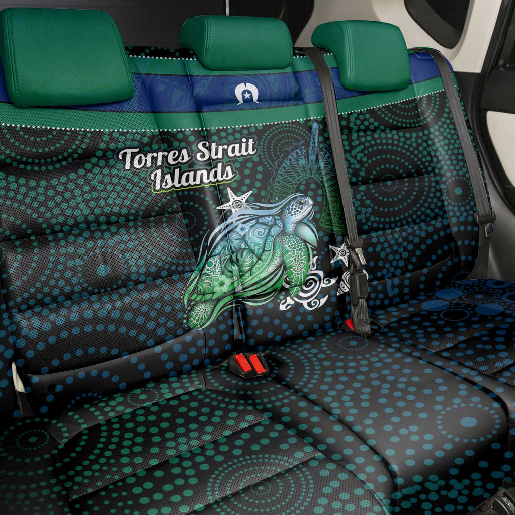 Torres Strait Islands Sea Turtle and Dhari Back Car Seat Cover Oceanic Indigenous Dotwork Tribal Illustration
