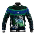 Torres Strait Islands Sea Turtle and Dhari Baseball Jacket Oceanic Indigenous Dotwork Tribal Illustration