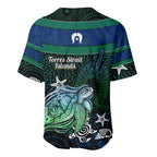 Torres Strait Islands Sea Turtle and Dhari Baseball Jersey Oceanic Indigenous Dotwork Tribal Illustration