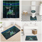 Torres Strait Islands Sea Turtle and Dhari Bathroom Set Oceanic Indigenous Dotwork Tribal Illustration
