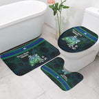 Torres Strait Islands Sea Turtle and Dhari Bathroom Set Oceanic Indigenous Dotwork Tribal Illustration
