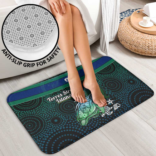 Torres Strait Islands Sea Turtle and Dhari Bathroom Set Oceanic Indigenous Dotwork Tribal Illustration