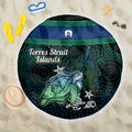 Torres Strait Islands Sea Turtle and Dhari Beach Blanket Oceanic Indigenous Dotwork Tribal Illustration