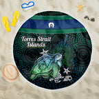 Torres Strait Islands Sea Turtle and Dhari Beach Blanket Oceanic Indigenous Dotwork Tribal Illustration