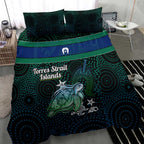 Torres Strait Islands Sea Turtle and Dhari Bedding Set Oceanic Indigenous Dotwork Tribal Illustration