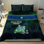 Torres Strait Islands Sea Turtle and Dhari Bedding Set Oceanic Indigenous Dotwork Tribal Illustration