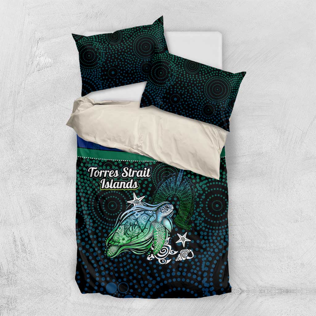 Torres Strait Islands Sea Turtle and Dhari Bedding Set Oceanic Indigenous Dotwork Tribal Illustration